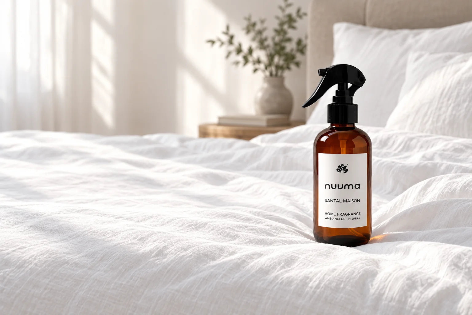 Room spray Santal Maison de NUUMA sobre lino blanco